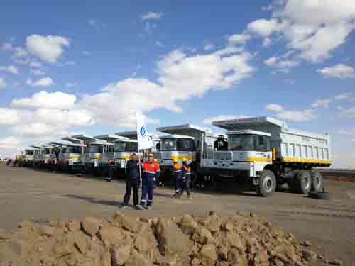 rb88随行版重装10台YTK89A非公路自卸车成功交付蒙古